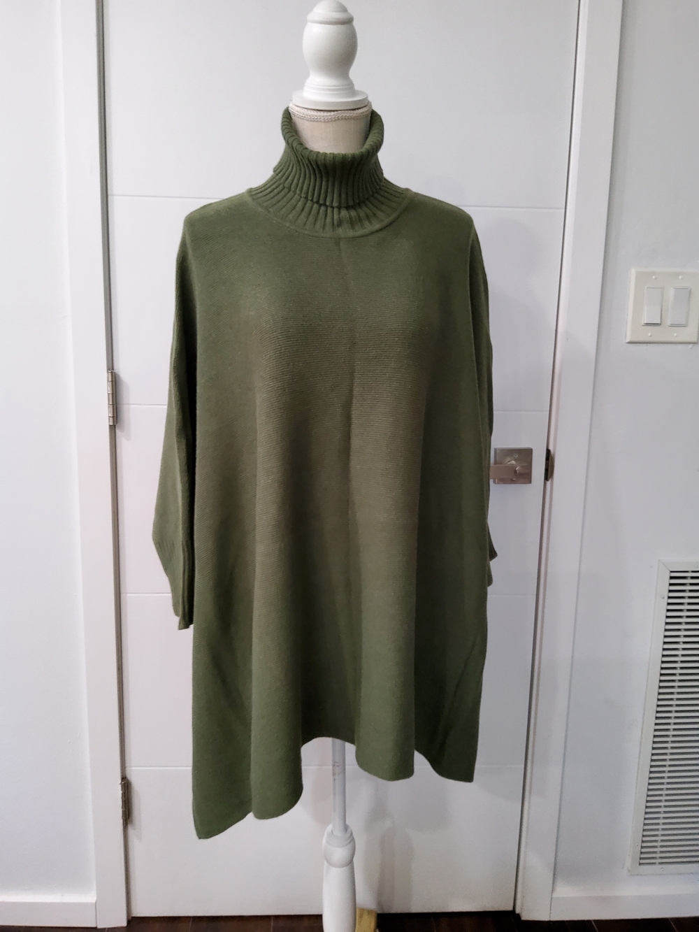 Olive Green Turtleneck Oversized Sweater Poncho Size XL